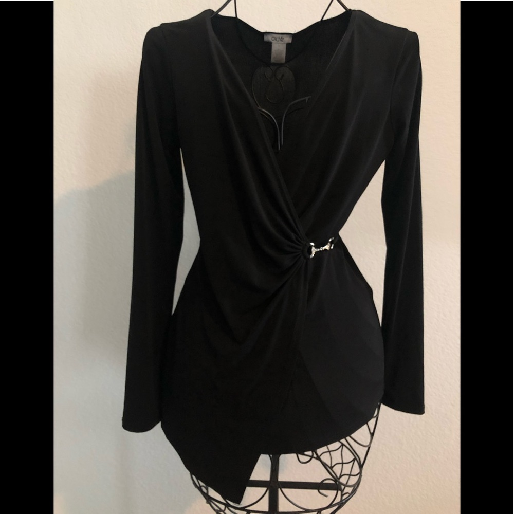Cache Black wrap tunic top